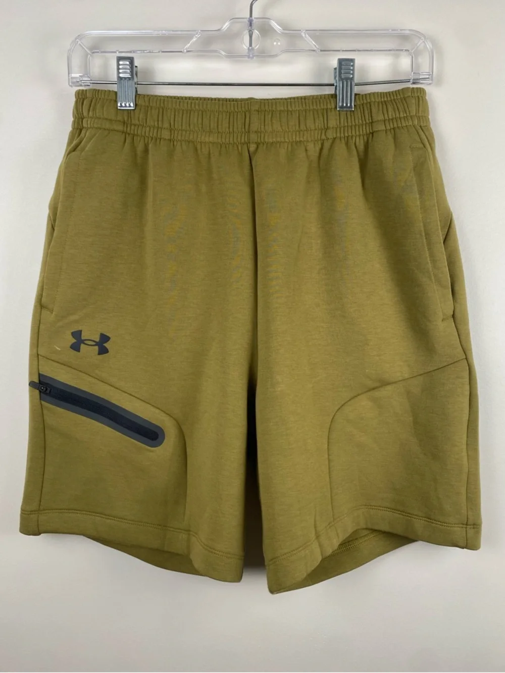 NWT Under Armour Men's Unstoppable Fleece Olive Green Performance Shorts Small